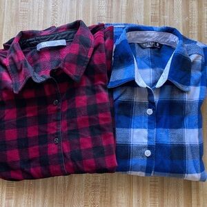 Red and Blue Plaid Button-Up Shirts Men’s Small